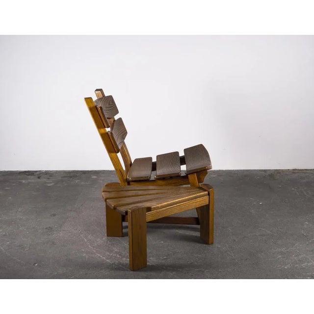 Brutalist Set of Brutalist Chair and Stool in Oak by Dittmann & Co., 1960s For Sale - Image 3 of 18