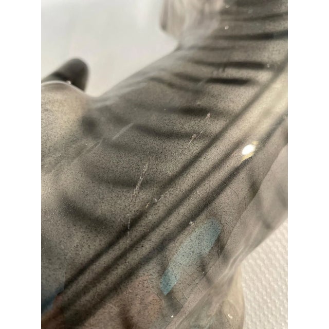 Gray Large Mid 20th Century Ronzan Ceramic Gray Tabby Cat For Sale - Image 8 of 13