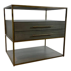 Global View Gray and Antique Brass Mack Side Table