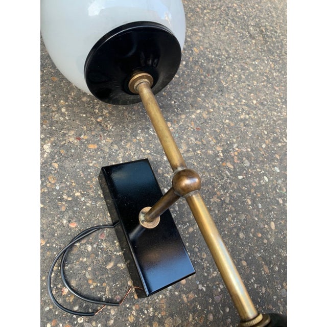 6 wall lights from a Roman restaurant, 1940s era, completely in brass and white opaline glass, new electrical system....