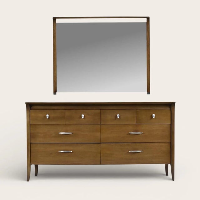 Wood John Van Koert Drexel Profile K4 Low Dresser With Matching Mirror For Sale - Image 7 of 15