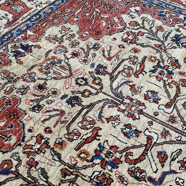 Textile Fine Ivory Persian Isfahan Tree of Life Hand-Knotted Wool Rug - 5'7" X 7'8" For Sale - Image 7 of 13