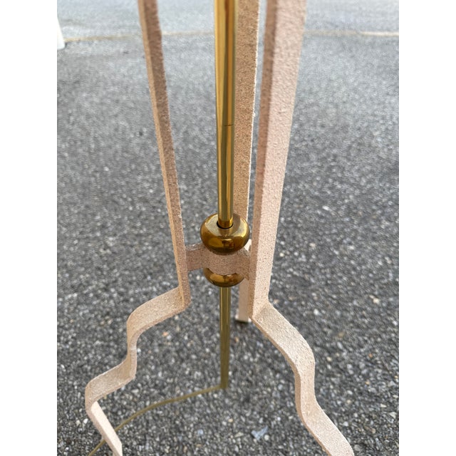 Brass 20th Century Modern Brass Floor Lamp With Tray Shade and Tripod Base For Sale - Image 8 of 10