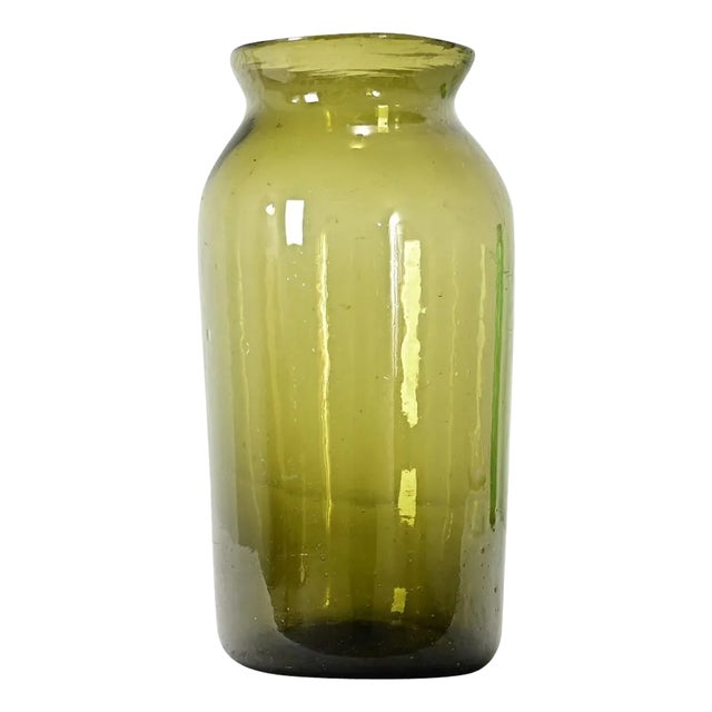 French 18th Century Green Glass Pickling Jar For Sale