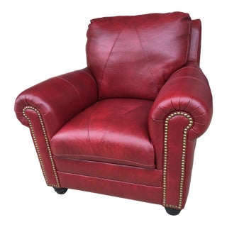 Red Leather Club Chair For Sale