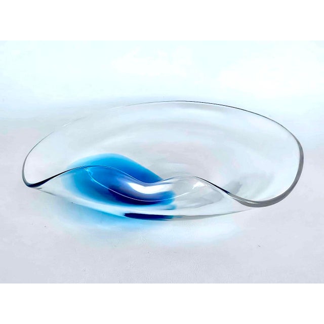 Transparent 1980s Murano Art Glass Large Centerpiece Bowl by Renato Anatrà, Signed For Sale - Image 8 of 13