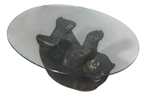 Black Bear Coffee Table in Resin with Glass Top