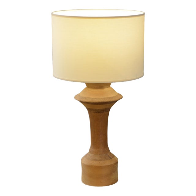Vintage Oak Table Lamp, 1950s For Sale