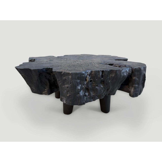 Contemporary Andrianna Shamaris Charred Mango Wood Coffee Table, Organic Modern Design For Sale - Image 3 of 6