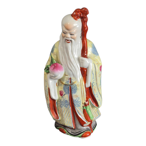 Vintage Immortal Chinese Shou Xing Longevity Mythological God Hand Painted Figurine