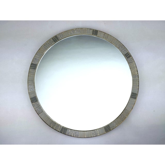 Mid-Century Round Wall Mirror with Mosaic Frame, 1960, in Very Good conditions. Designed 1950 to 1959