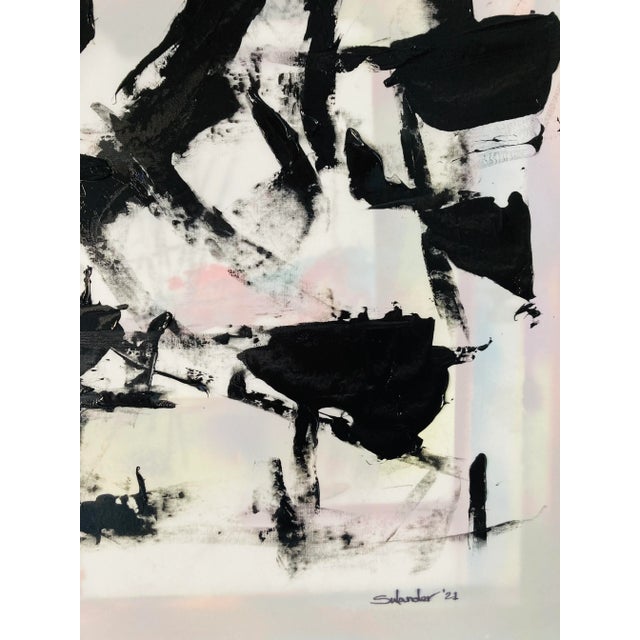 Original abstract painting by Erik Sulander, on Dacron, signed. Unframed. 26x34