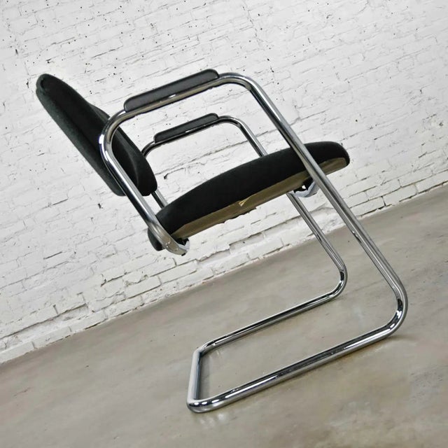 Mid-Century Modern Vintage Modern Black & Chrome Cantilever Chair by United Chair Co Style of Steelcase For Sale - Image 3 of 13