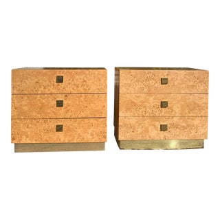 1970s Vintage Milo Baughman for Founders Burl Nightstands - a Pair For Sale
