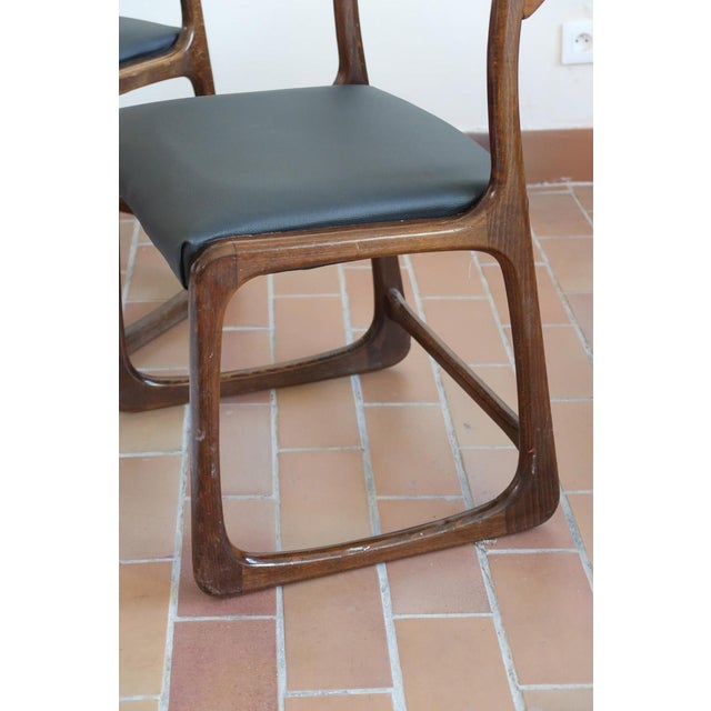1960s Bémol Sledge Chairs attributed to Baumann, France, 1960s, Set of 3 For Sale - Image 5 of 12