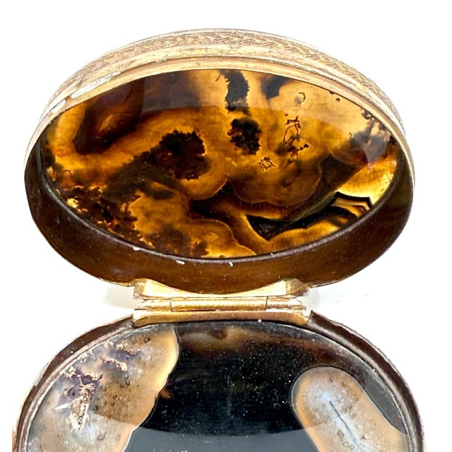 19th Century 3 Victorian Snuff Boxes Gilt Metal and Banded Agate For Sale In Palm Springs - Image 6 of 12