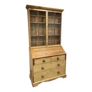 Vintage Two Piece Pine Secretary/Hutch For Sale
