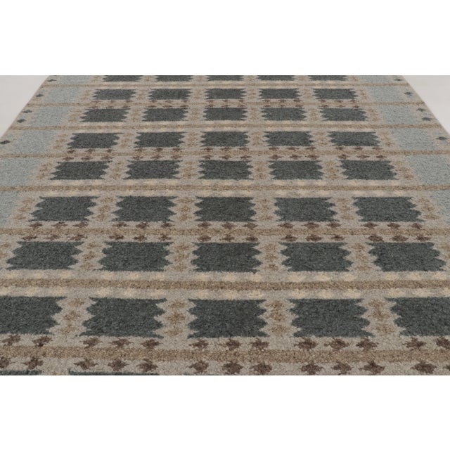 Rug & Kilim Contemporary Scandinavian Blue Taupe Wool Rug by Rug & Kilim, India For Sale - Image 4 of 11