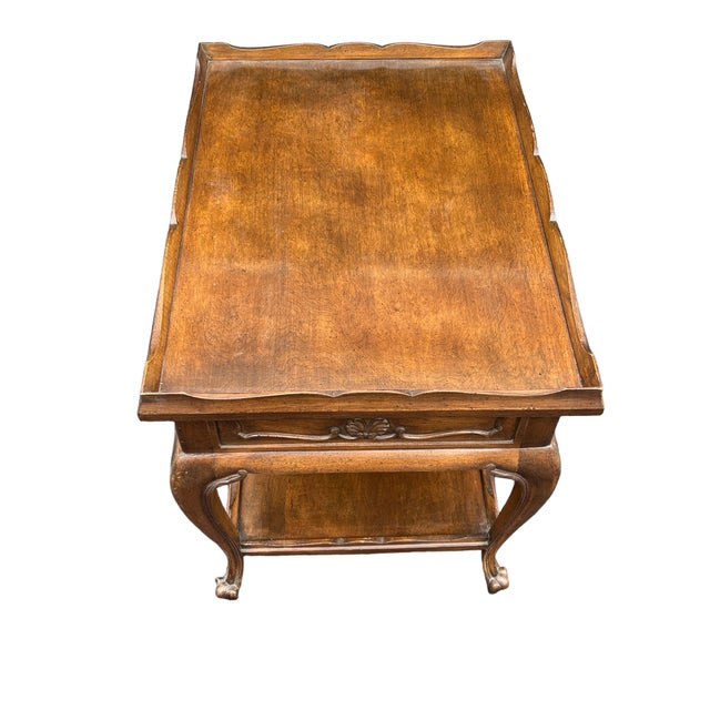 Wood Late 20th Century Carved French Side Table With Drawer For Sale - Image 7 of 12