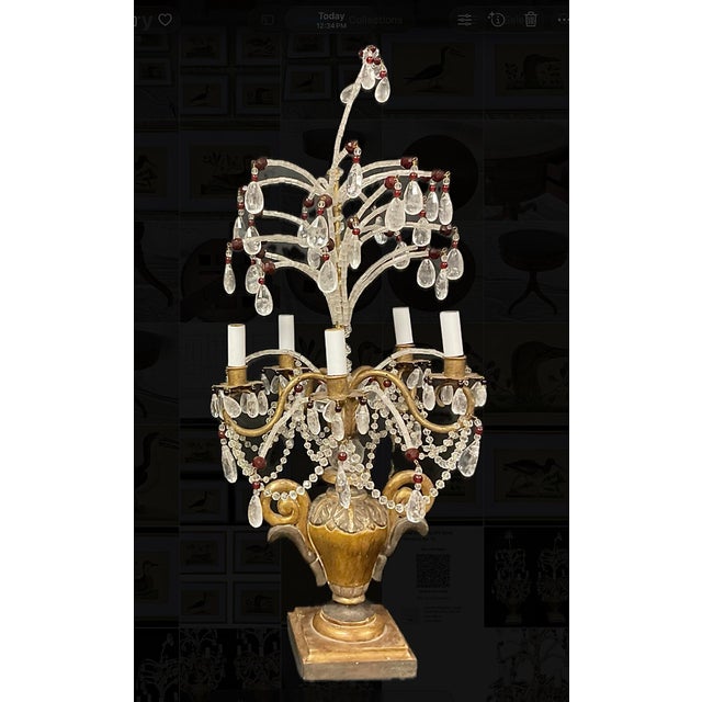 Neoclassic Giltwood and Rock Crystal Girandole Lamps a Pair For Sale In Tampa - Image 6 of 13