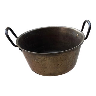 Mid 20th Century Brass Pot With Iron Handles For Sale