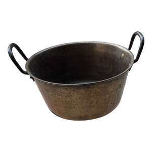 Mid 20th Century Brass Pot With Iron Handles