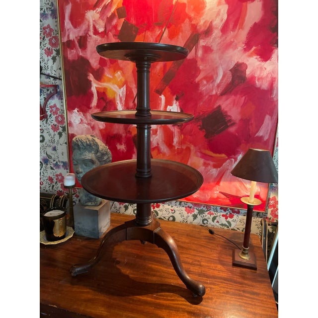 Antique Mahogany Dumb Waiter Silent Butler Three Tier Server For Sale - Image 12 of 12