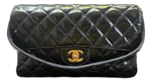 1990s Chanel Vintage Patent Leather Double Sided Flap Bag Coco Handle