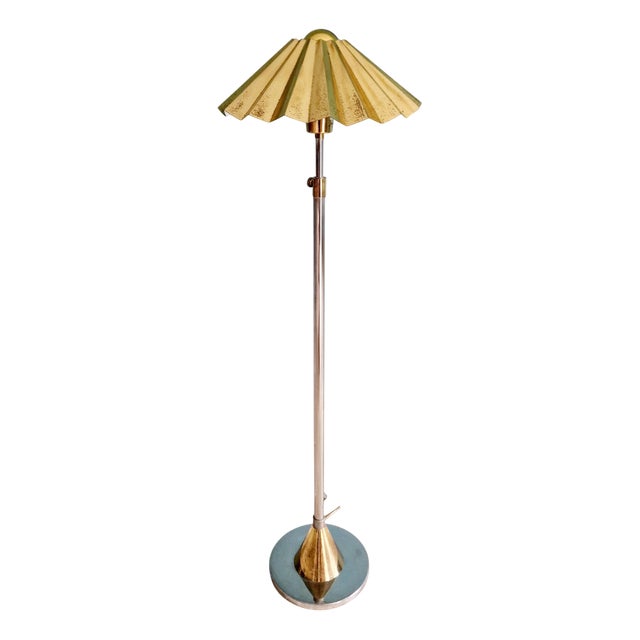 Chrome-Plated Metal and Brass Floor Lamp, 1970s For Sale