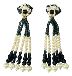 21st Century Pair of Coppola E Toppo Black and White Crystal Chandelier Earrings
