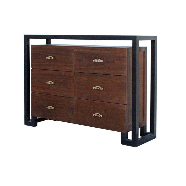Oriental Contemporary 6 Drawers Foyer Console Sideboard Table