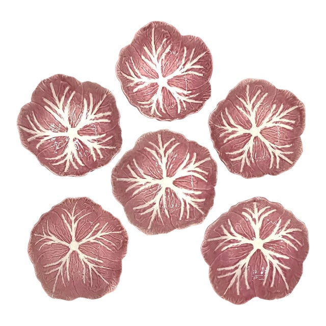 1960s Vintage Pink Cabbage Leaf Majolica Bowls Set of 6 Chairish