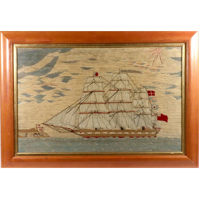 Racing the Wind: A Grand Sailor’s Woolwork of the Tea Clipper Fiery Cross Circa 1875 This impressive large-scale sailor's...