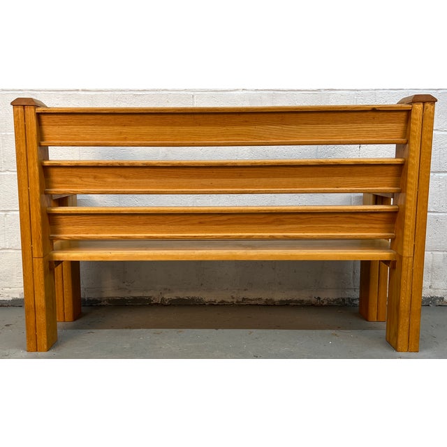 Pair of Mission-Style Solid Oak Slat Benches For Sale - Image 16 of 18