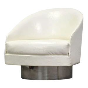 Adrian Pearsall White and Chrome Swivel Lounge Chair