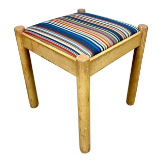 Modernist Hank Loewenstein Birch Stool Restored in Paul Smith Fabric For Sale