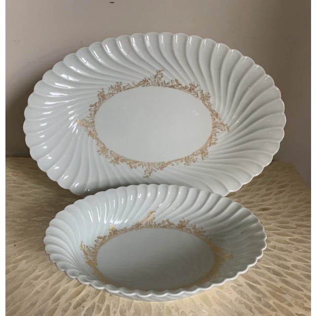 Ivory 1930s Haviland Limoges Porcelain Ladore Serving Dish & Platter Set- 2 Pieces For Sale - Image 8 of 8