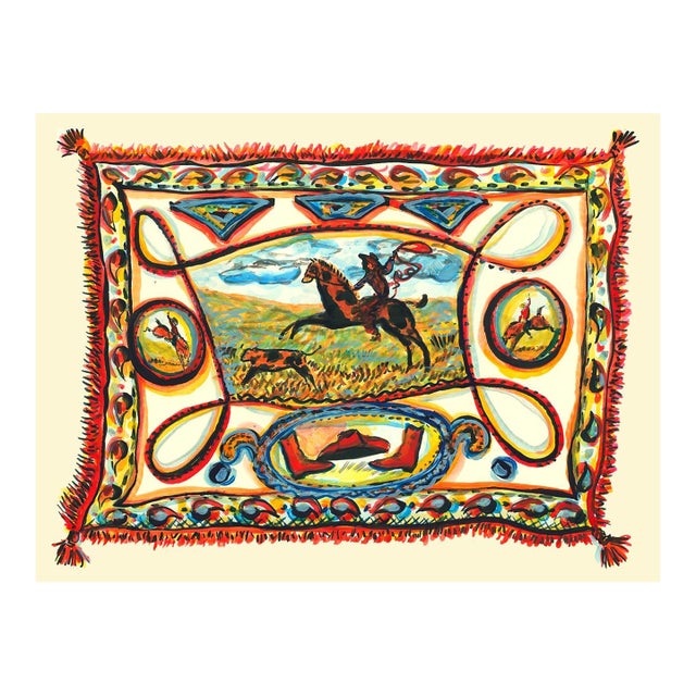 Laso Cowboy Original Contemporary Figurative Print by Pauline De Roussy De Sales For Sale