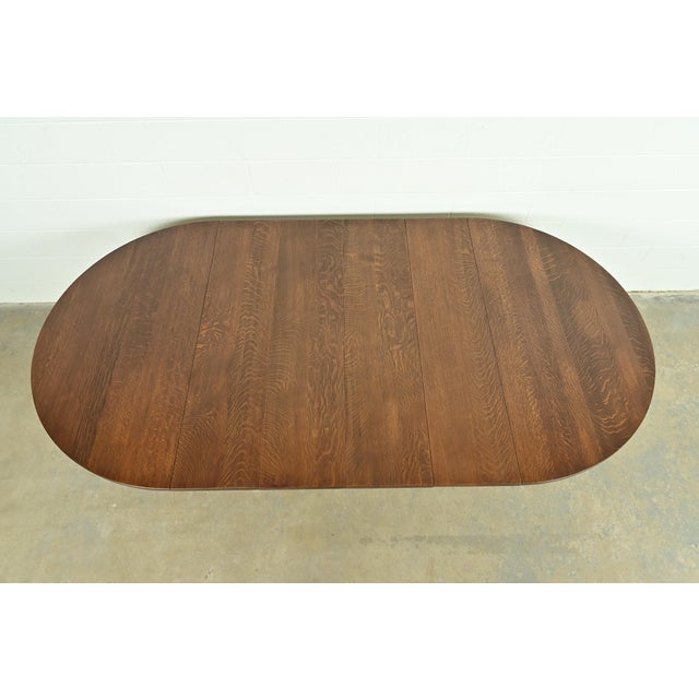 Stickley Antique Mission Oak Arts & Crafts Extension Dining Table, Newly Refinished For Sale - Image 9 of 14
