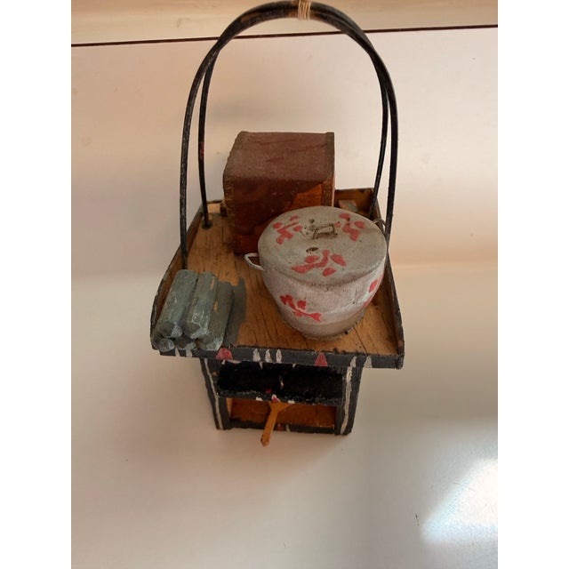 Mid-Century Modern 1964 Japanese Hand-Carved Folk Art Miniature Street Vendor Set - 5 Pieces For Sale - Image 11 of 12