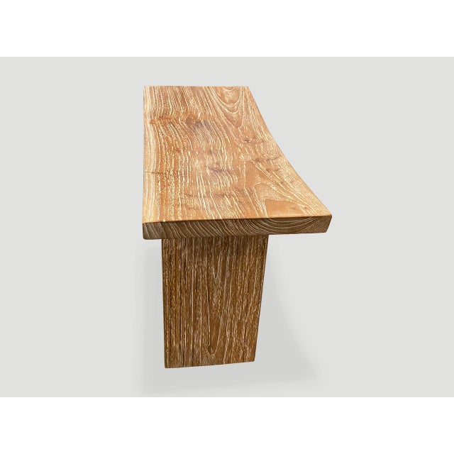 Andrianna Shamaris Minimalist Teak Wood Bench For Sale In New York - Image 6 of 6