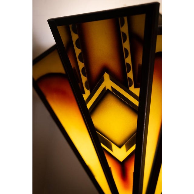 1930s Dutch Art Deco Stained Glass Pendant Light, 1930 For Sale - Image 5 of 6