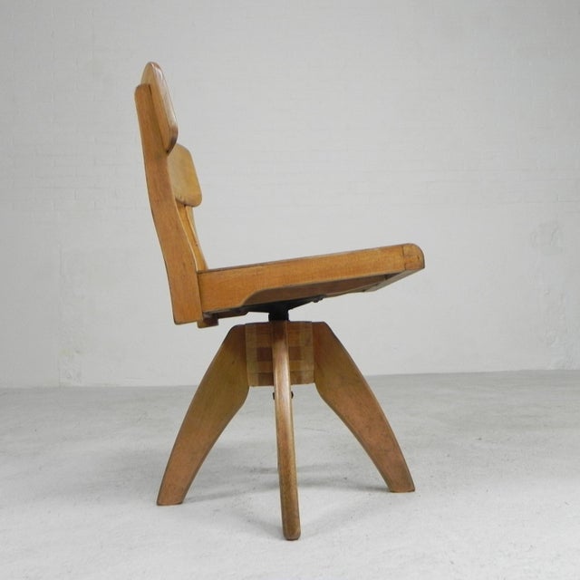 Wooden Swivel Chair, 1950s For Sale - Image 13 of 18