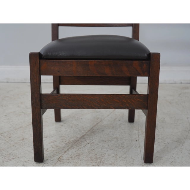 Wood Stickley Signed Antique Mission Oak Arts & Crafts Side Chair For Sale - Image 7 of 12