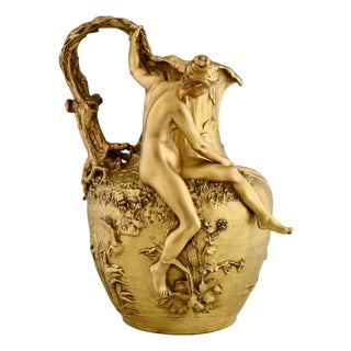 Art Nouveau La Pêche au Filet Vase in Gilt Bronze A. Vibert, France, 1898 For Sale