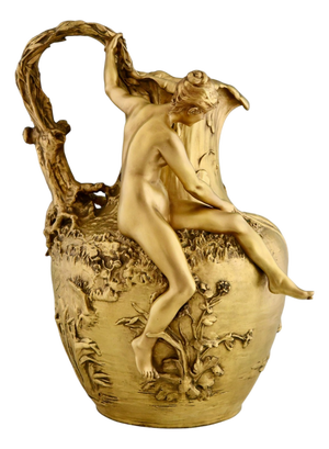Art Nouveau La Pêche au Filet Vase in Gilt Bronze A. Vibert, France, 1898