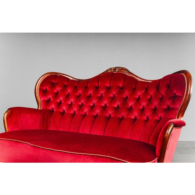 Vintage Baroque-Style Velvet Sofa For Sale - Image 17 of 18