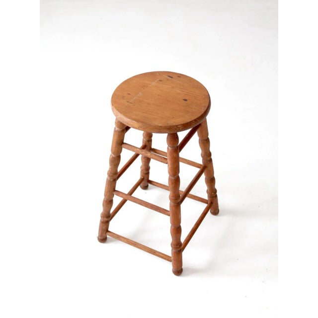 Antique Primitive Wooden Stool For Sale - Image 9 of 9