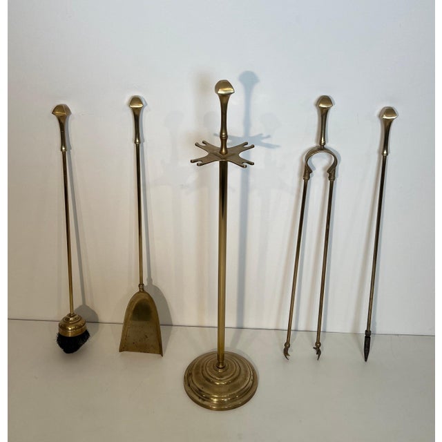 Neoclassical Style Brass Fireplace Tools. French. Circa 1970 For Sale - Image 9 of 12