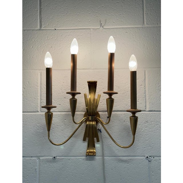 Gaetano Sciolari Golden Brass Wall Sconces by Sciolari, 1970s, Set of 2 For Sale - Image 4 of 17